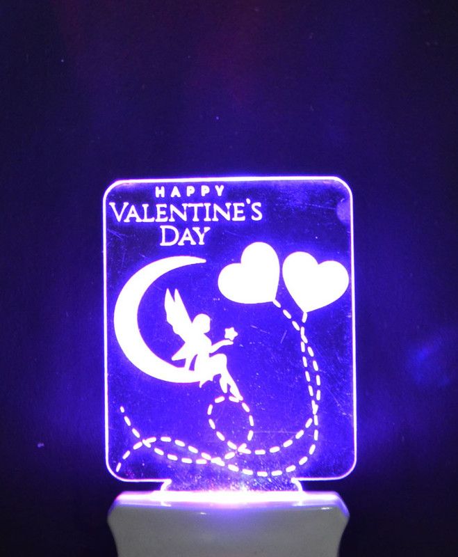 A Singh The Valentine Wish 3D Illusion Night Lamp Comes with 7 Multicolor and 3D Illusion Design Suitable for Room,Drawing Room,Lobby Night Lamp  (12 cm, White)
