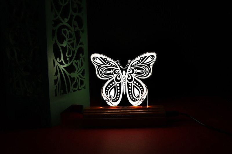 Zulka Get Your Traditions ZU_3D Butterfly (wb2) 5 Table Lamp  (17 cm, Beige)