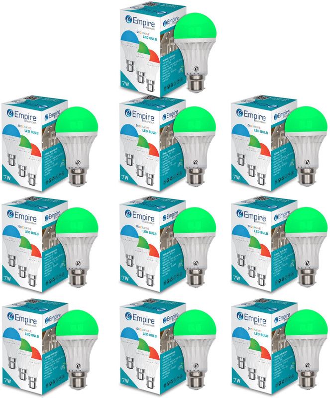 empire electrotech 7 W Standard B22 LED Bulb  (Green, Pack of 10)