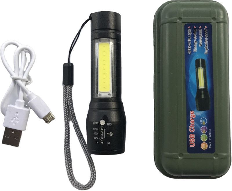 MOBONE ® Torch Light Long Range, Mini Rechargeable Torch, Emergency Light 6 hrs Torch Emergency Light  (Black)