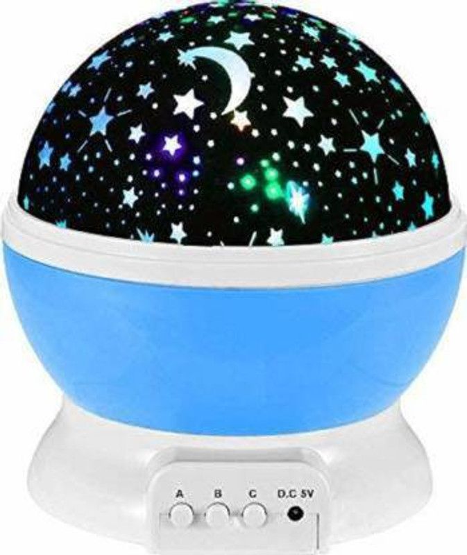 Life Friends Rotating LED Star Moon Night Lamp Light Night Lamp  (13 cm, Multicolor)
