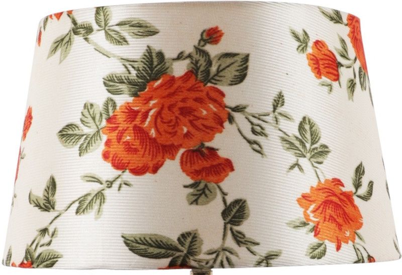 foziq Fancy 10" Orange & White Fabric Drum Shape Table Lamps Lamp Shade  (Cotton)