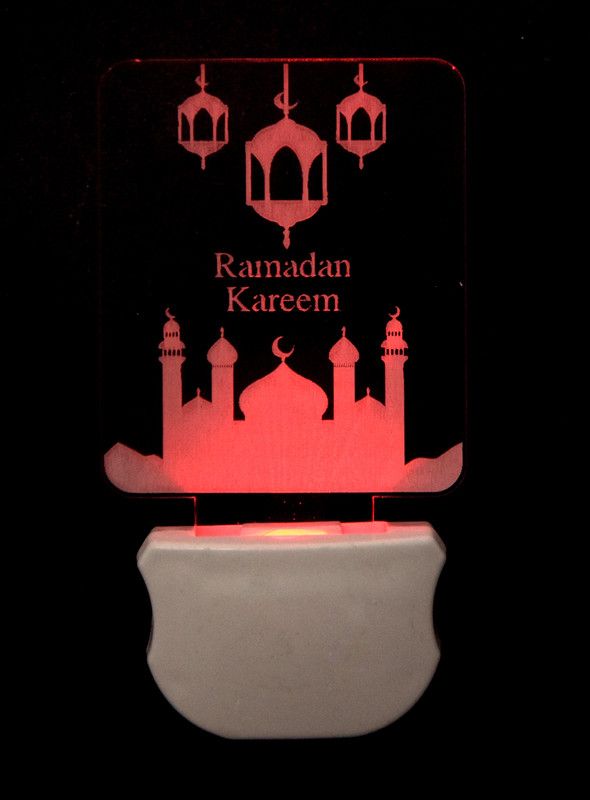 DESIGN4U The Ramdan Kareem 3D Illusion Night Lamp Comes with 7 Multicolor Night Lamp  (12 cm, Multicolor)