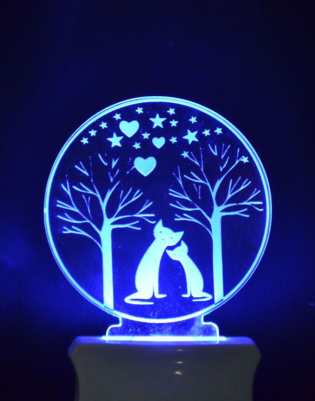 A.N. GLASS INTERNATIONAL The Cute Cats 3D Illusion Night Lamp Comes with 7 Multicolor Night Lamp  (12 cm, Multicolor)