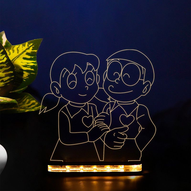 StarLaser NobitaShizuka145 Love lamp for Kids Bedroom Night lamp Warm White Light Table Lamp  (14 cm, WARM WHITE)