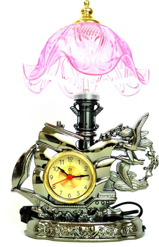 Sigaram Pink Boat Table Lamp with Clock K1910 Table Lamp  (27.94 cm, Pink, Brown)