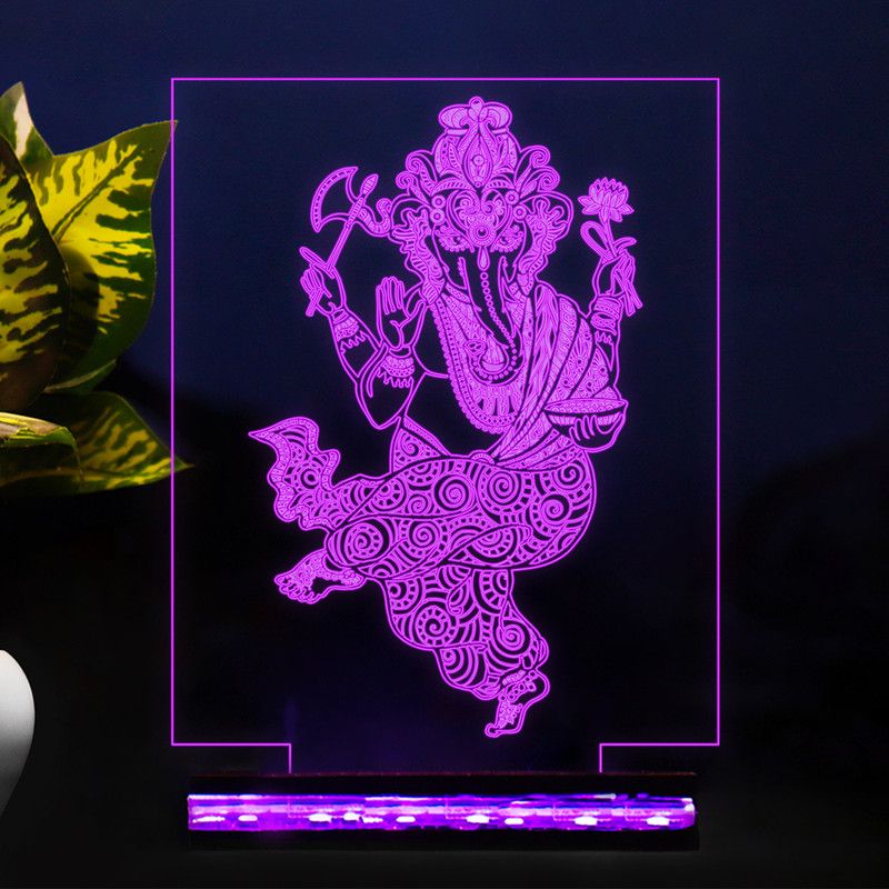 StarLaser Shri Siddhi Vinayak Ganpati Led 3D Illusion Color Changing Light Table Lamp  (16 cm, Multicolor)