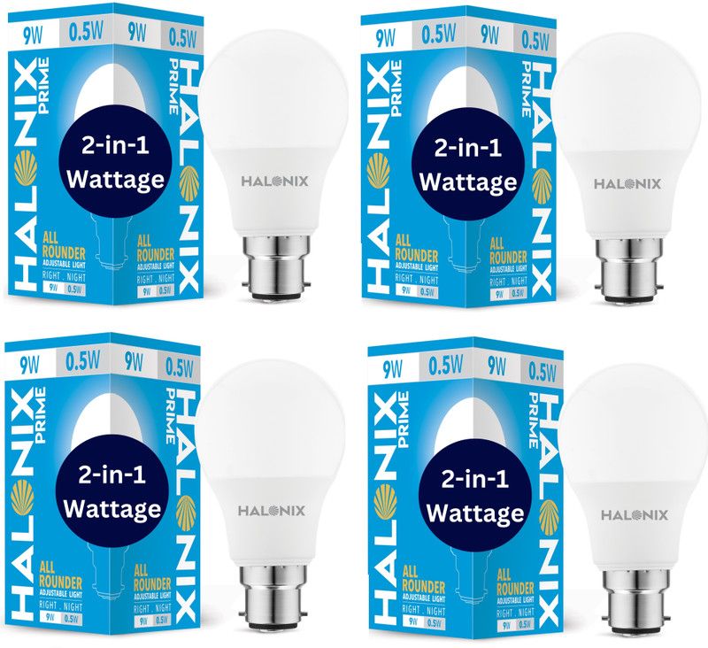 HALONIX 9 W, 0.5 W Round B22 LED Bulb  (White, Pack of 4)