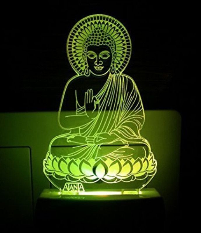 AJANTA Buddha Bhagwan (Code - 2041) 3d Night Lamp  (4 cm, Multicolor)