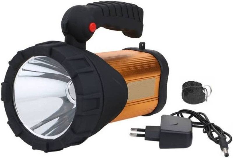 GLOWISH MULTIPURPOSE LONG RANGE PROFESSIONAL 300 METER HIGH BEAM SEARCHLIGHT 12 hrs Torch Emergency Light  (Gold)