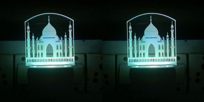 SAVA The Taj mahal 3D Illusion Night Lamp Comes with 7 Multicolor (PO2) Night Lamp  (12 cm, Multicolor)