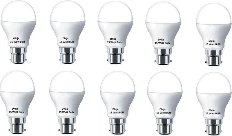 Dhija 15 W Round B22 LED Bulb  (White, Pack of 10)