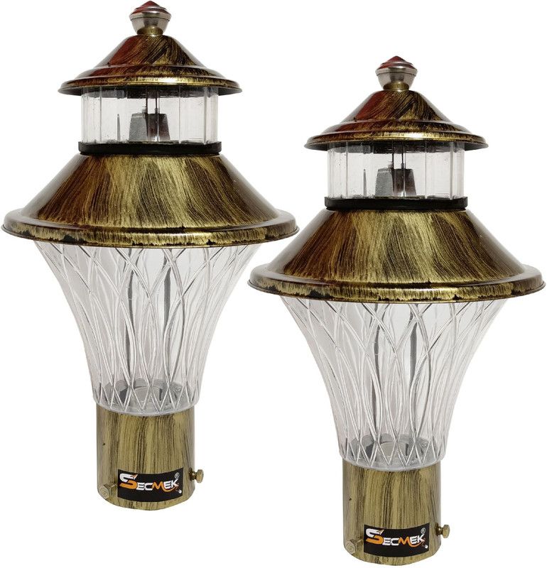 SECMEK SK-OZON-GLD_PK02 Gate Light Outdoor Lamp  (Clear, Gold)