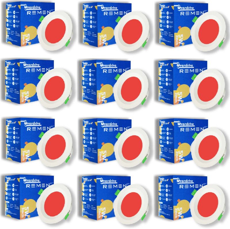 REMEN 5 W Round LED Bulb  (Red, Pack of 12)