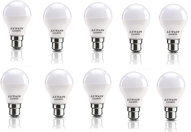 Lutain 9 W Round B22 LED Bulb  (White, Pack of 10)