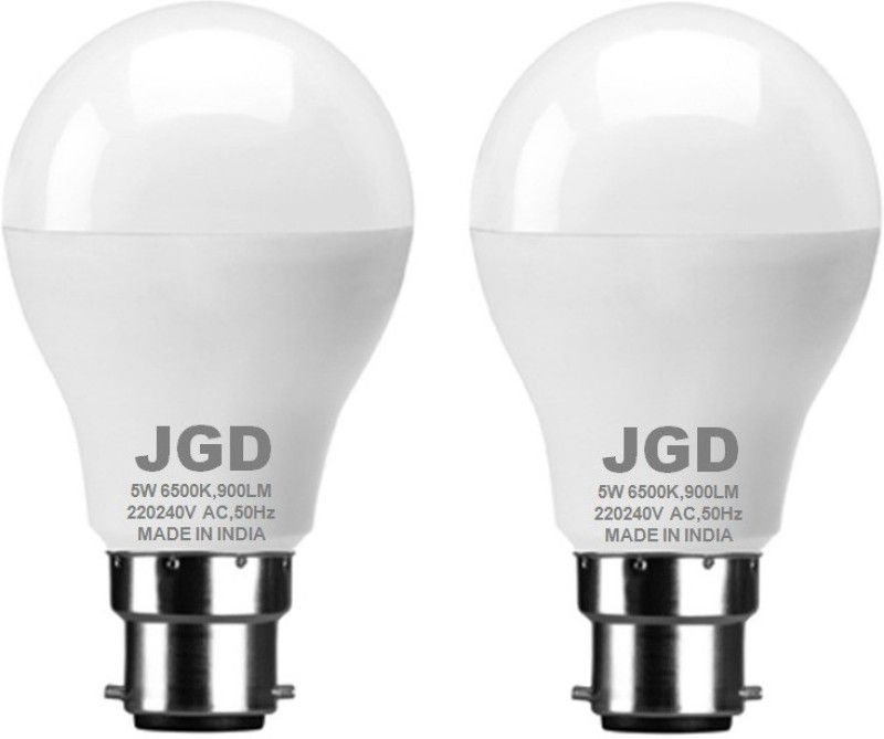 jgd electronic 5 W Round B22 D LED Bulb  (White, Pack of 2)