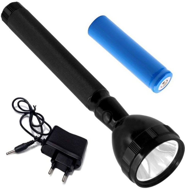GLOWISH RECHARGEABLE BATTERY LED TORCH WITH TWO LED MODES Torch  (Black, 6 cm, Rechargeable)