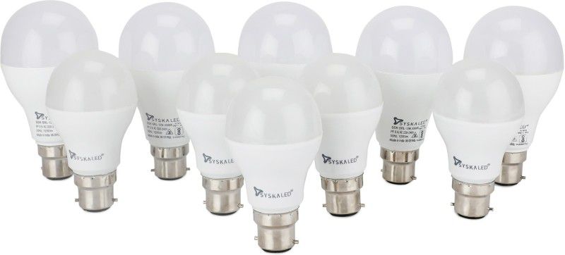 Syska 9 W, 12 W Standard B22 LED Bulb  (White, Pack of 10)