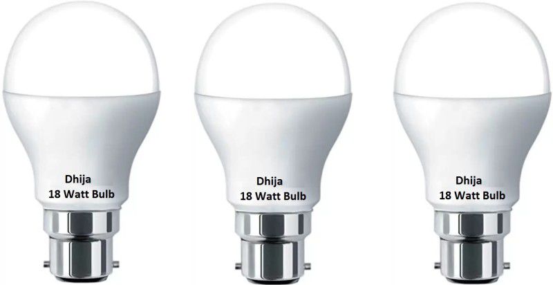 Dhija 18 W Round B22 LED Bulb  (White, Pack of 3)