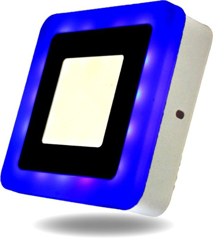 D'Mak 6 Watt White+Blue Round Surface Led Decoretive Ceiling Light Ceiling Lamp  (White, Black)