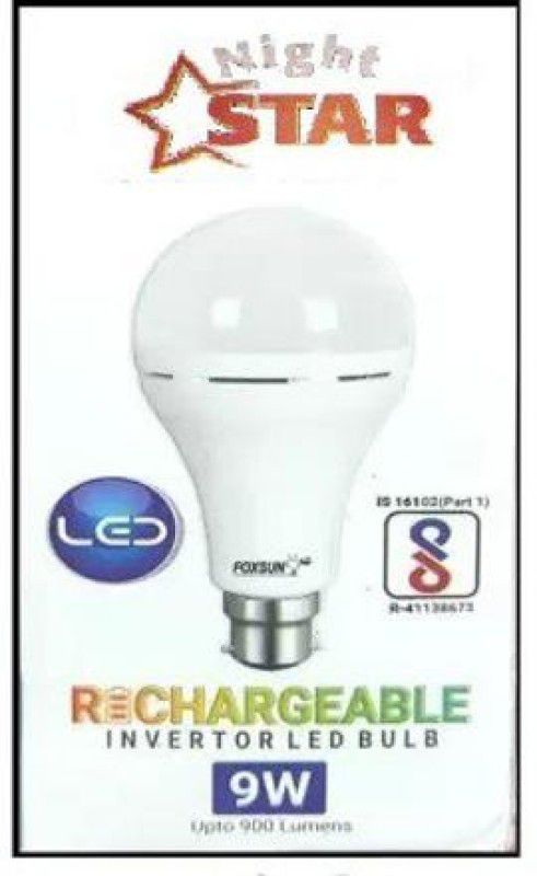 Nightstar 9 Watt Inverter Rechargeable Led Bulb AC / DC Emergency Light (White) 1 Pcs 8 hrs Bulb Emergency Light  (White)