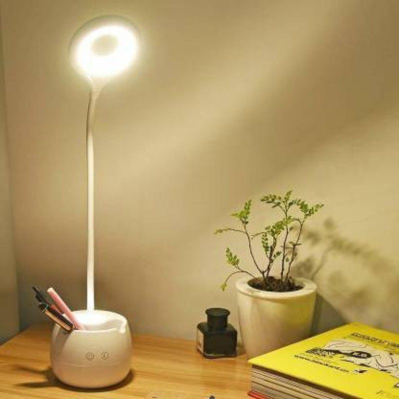 FIRSTLIKE Study Desk Light with 360 Degree Flexible, Modern Touch Control, Advanced Pen and Mobile Holder Design with Night Lamp Table Lamp(All in one Table Lamp) Study Lamp  (45 cm, White)