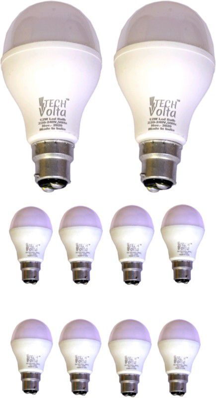 9 W, 12 W Round B22 LED Bulb  (White, Pack of 10)