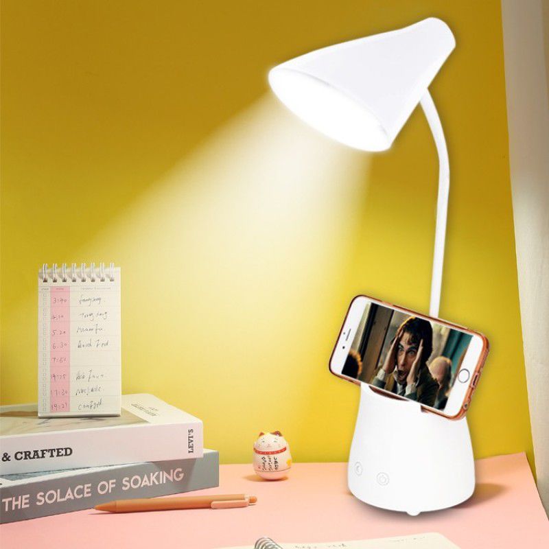 Pick Ur Needs Study Table Lamp Touch On/Off Switch LED Desk Lamp With Pen and Mobile Holder (5 IN 1) Study Lamp  (60 cm, White)