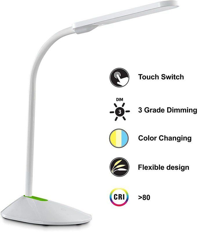 VibeX Touch Feel On-Off Switch - Level Dimmer, USB Charging-7UJ Study Lamp  (31 cm, Snow White)