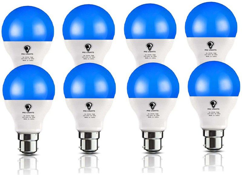 9 W Arbitrary B22 LED Bulb  (Blue, White, Pack of 8)