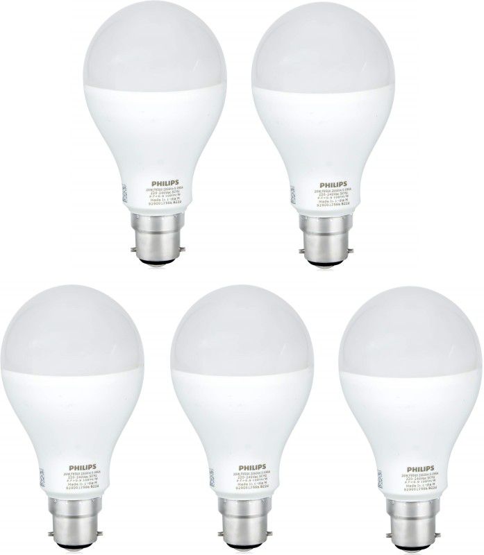 PHILIPS 18 W Round B22 LED Bulb  (White, Pack of 5)