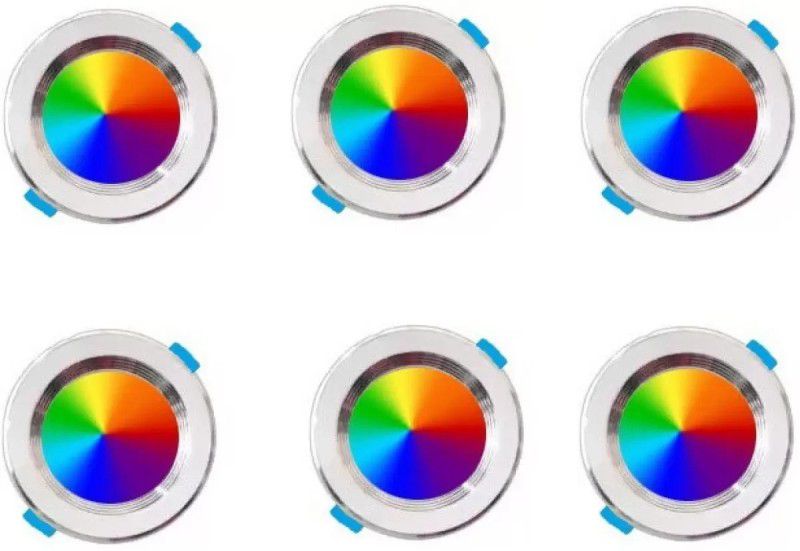 Dhija 9 Watt 7 Colour in 1 Pack of 6 Multicolor Down Light Conceal Light Ceiling Light Ceiling Lamp  (Red, Blue, Pink, Purple, Green, Yellow, White, Multicolor)
