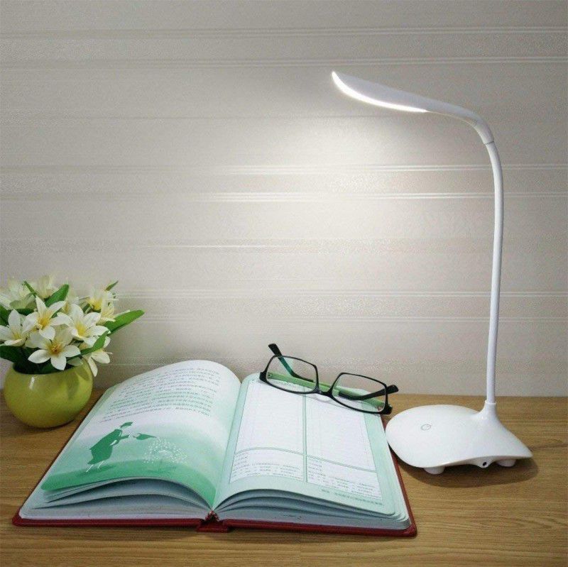 JPRO Basic Study Lamp with 3 Modes Cordless Lamp with Adjustable Neck Study Lamp  (27 cm, White)