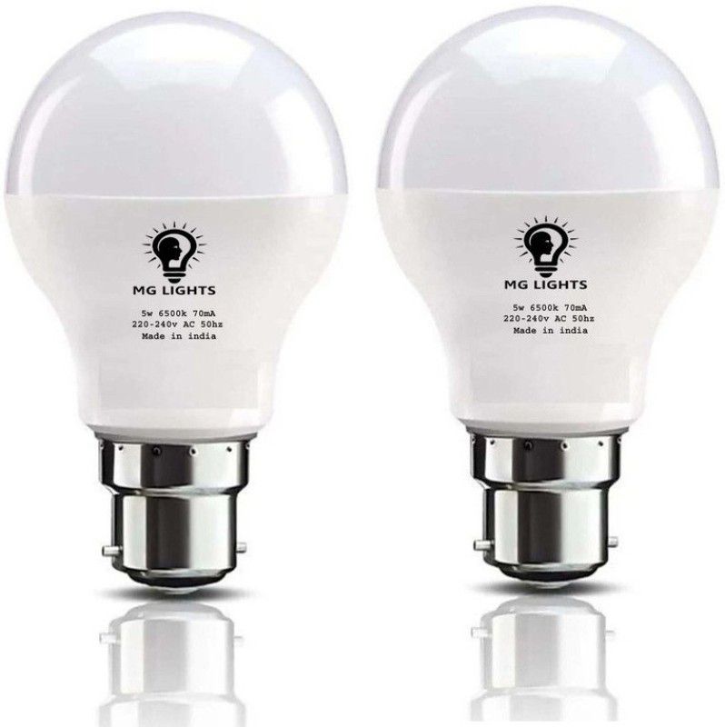5 W Standard B22 LED Bulb  (White, Pack of 2)