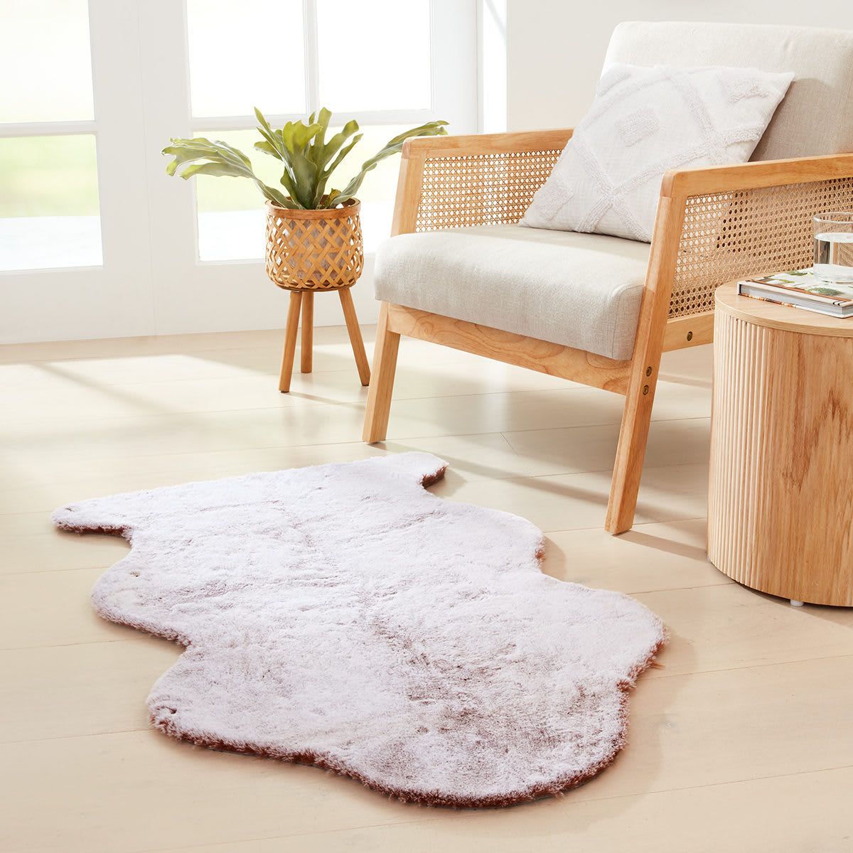 Pink Lustre Faux Fur Rug