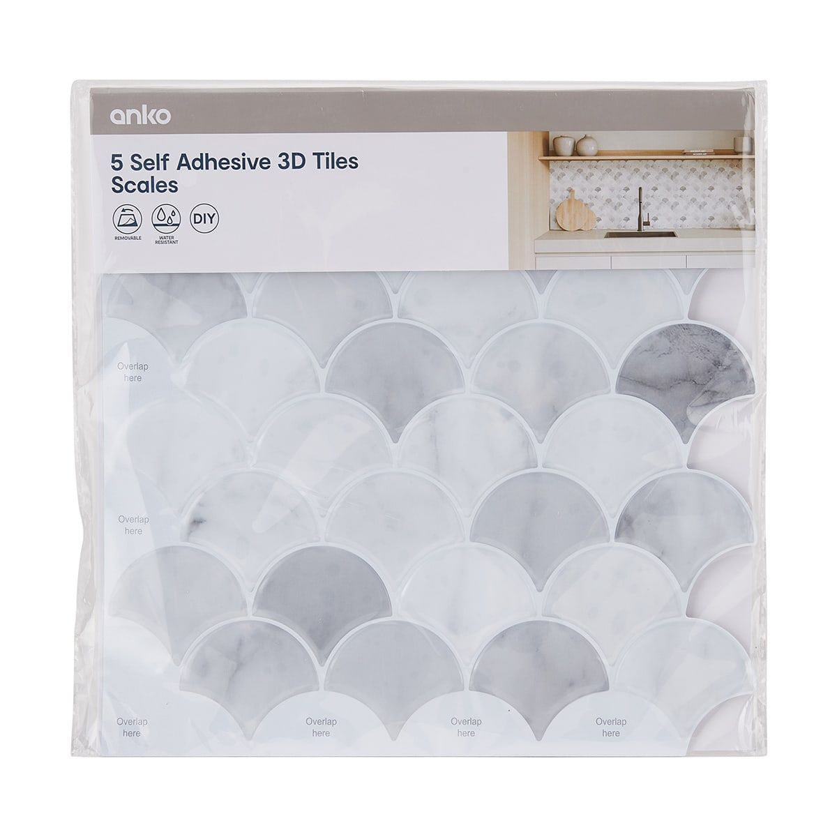 5 Pack Self Adhesive 3D Tiles - Scales