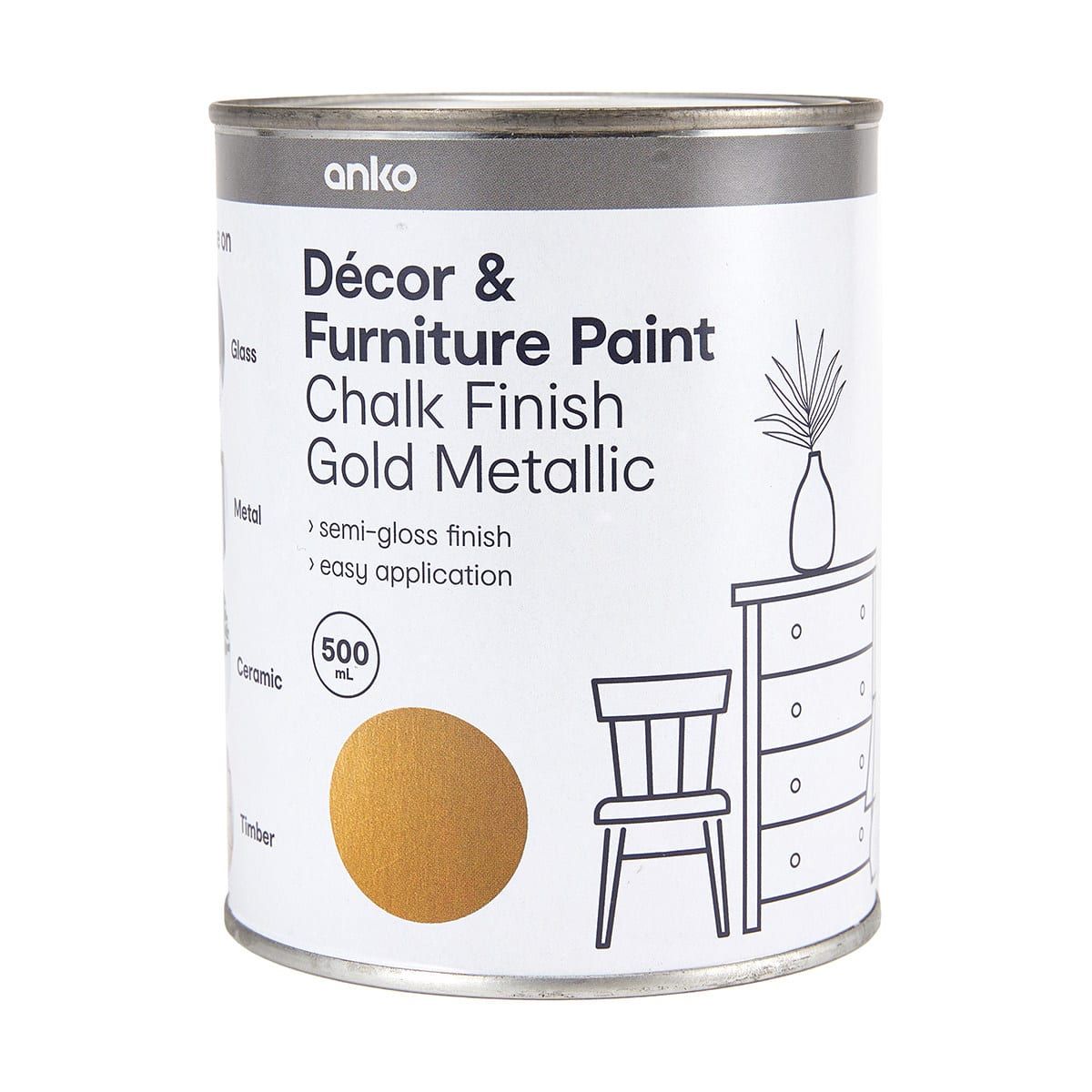 Decor & Furniture Paint - Chalk Finish Gold Metallic