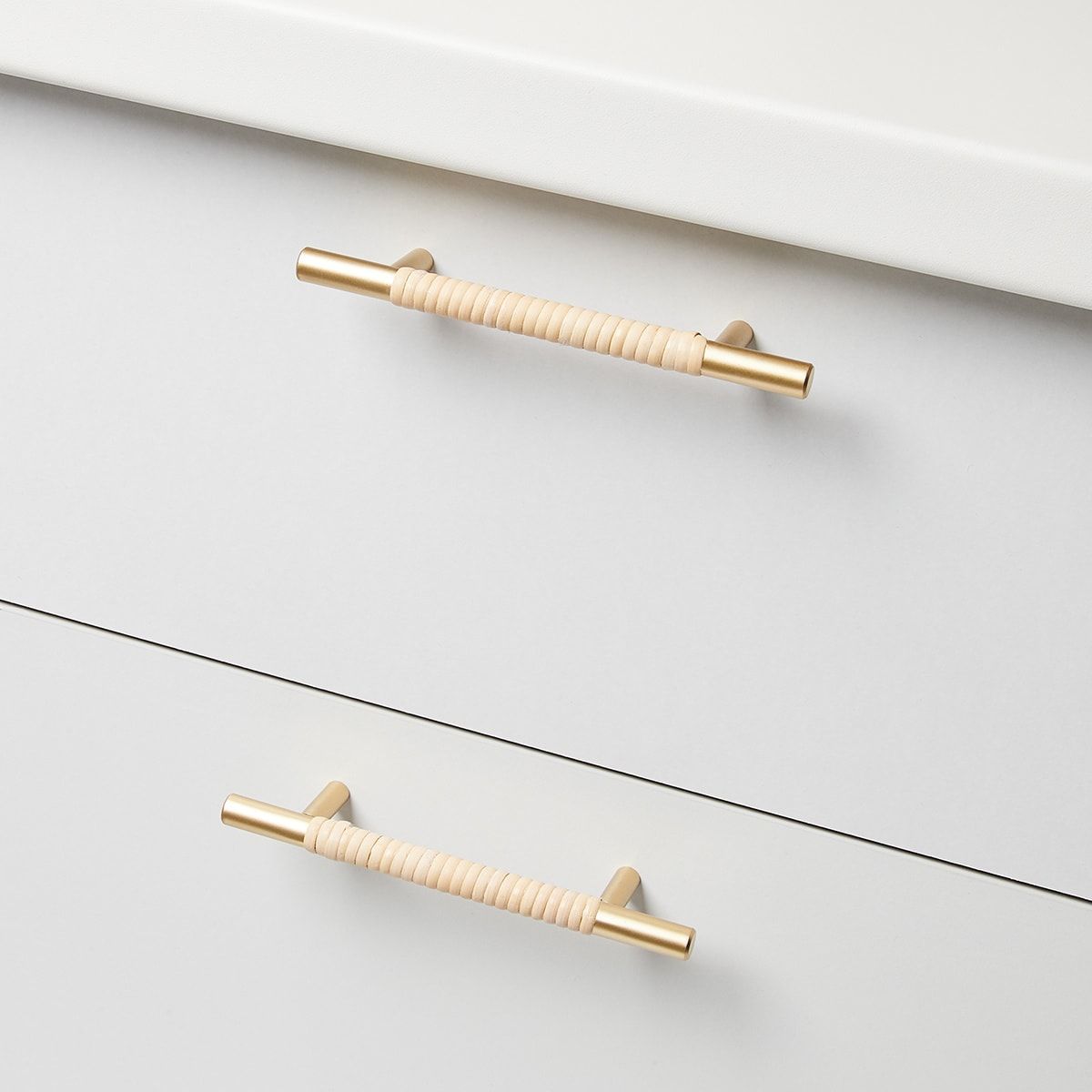 2 Pack Rattan & Gold Look Handles