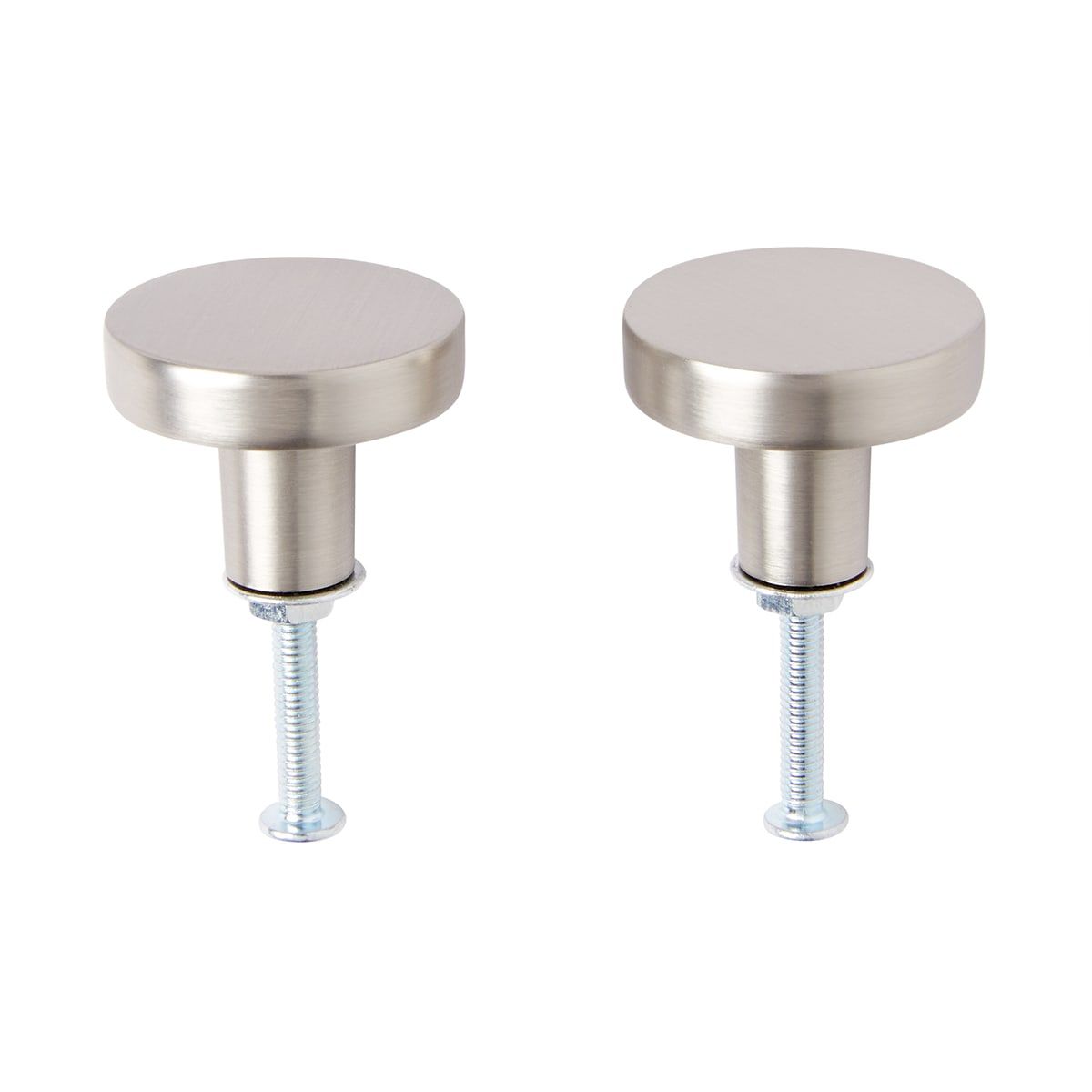 2 Pack Round Handles Stainless Steel Look