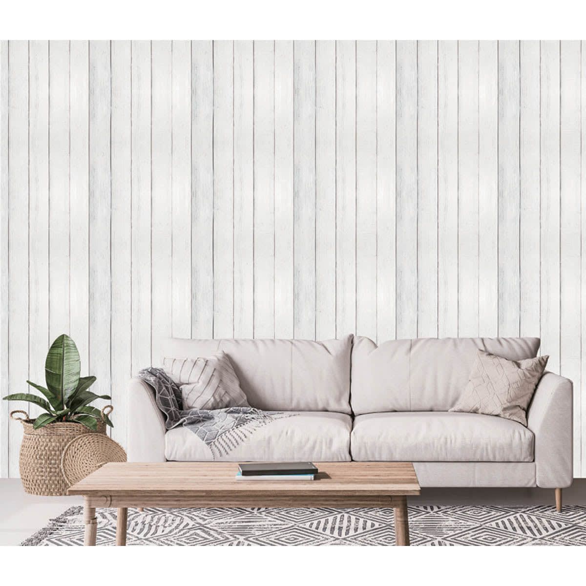 Self Adhesive Removable Wallpaper - White Wash Wood
