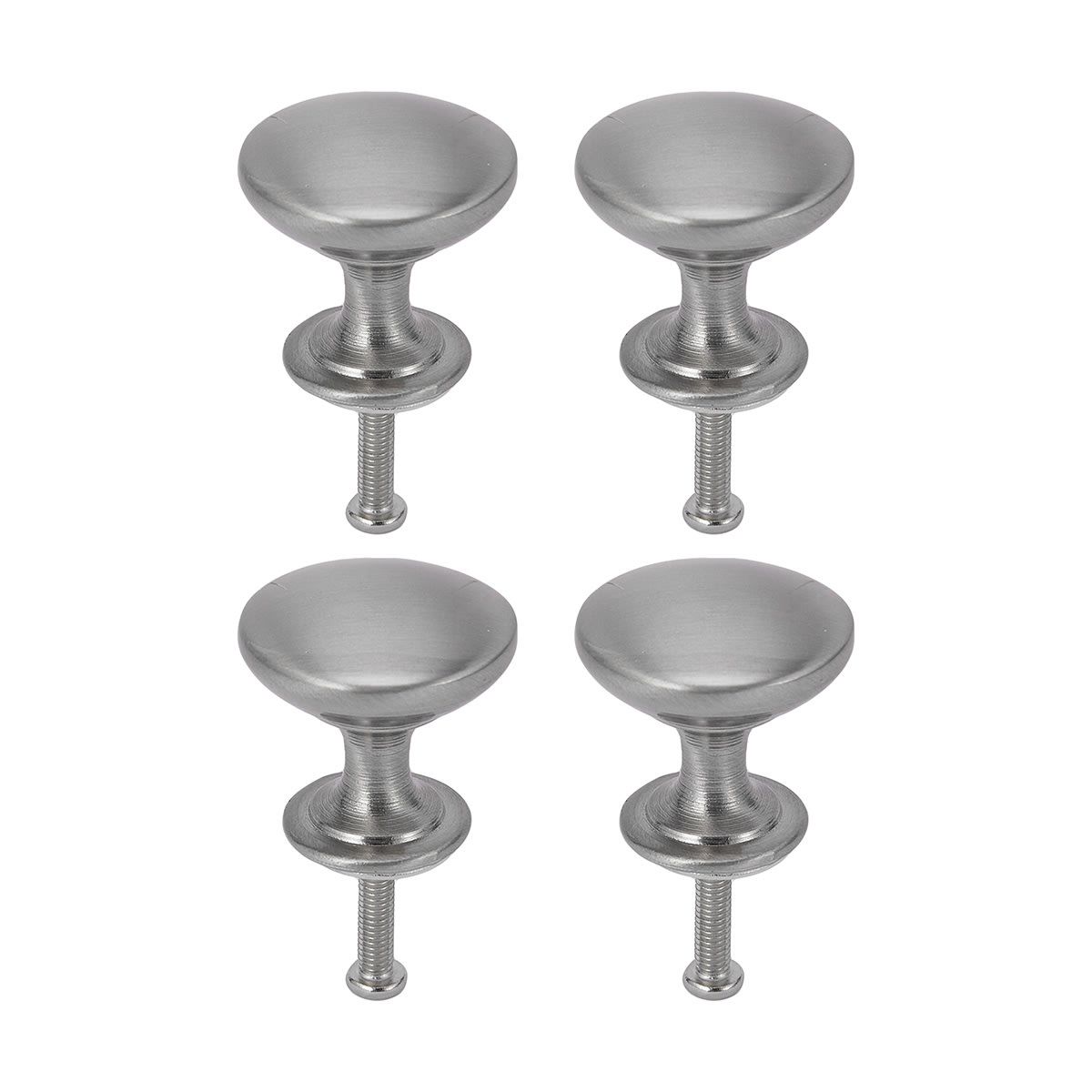 4 Pack Round Handles - Silver Look