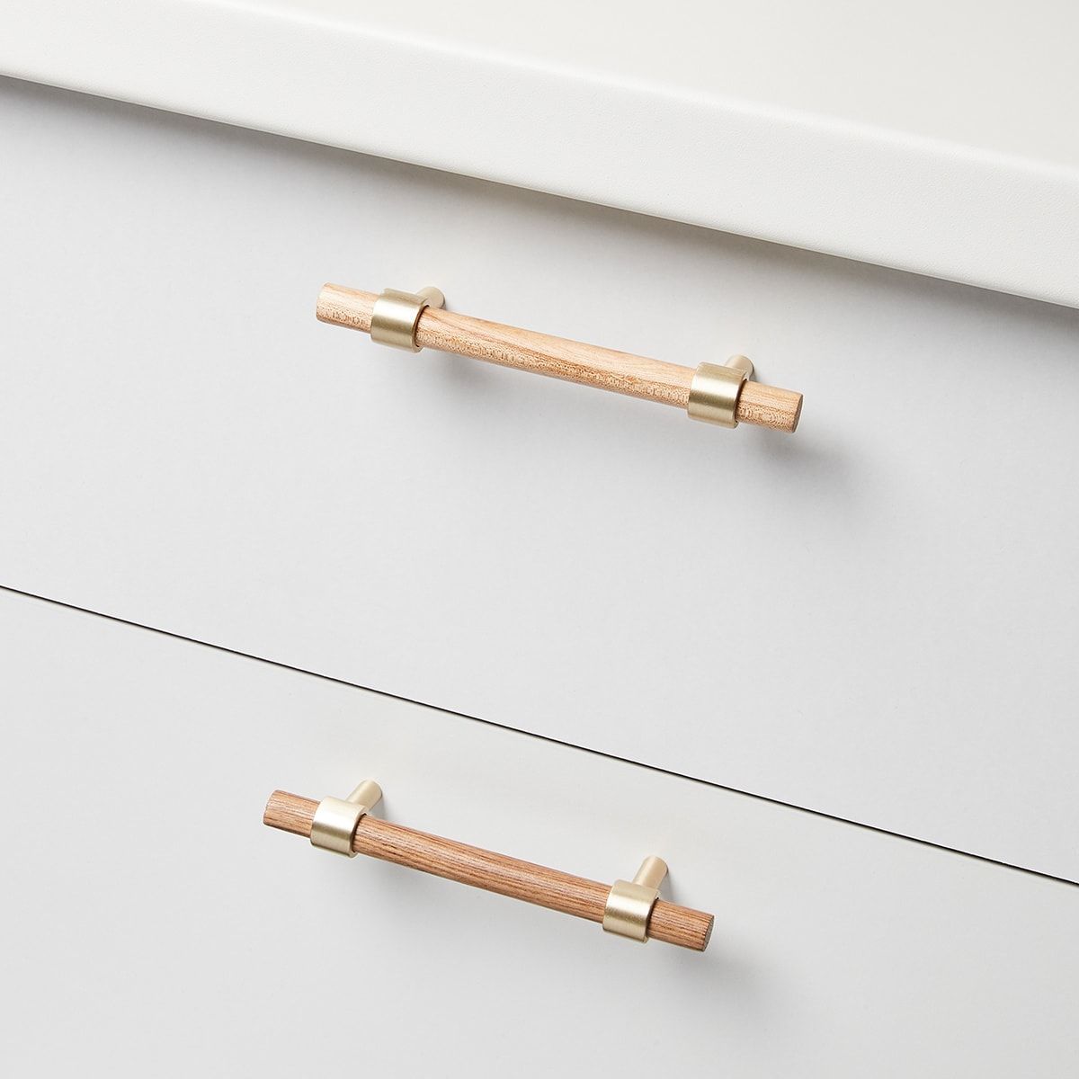 2 Pack Large Oak and Gold Look Handles