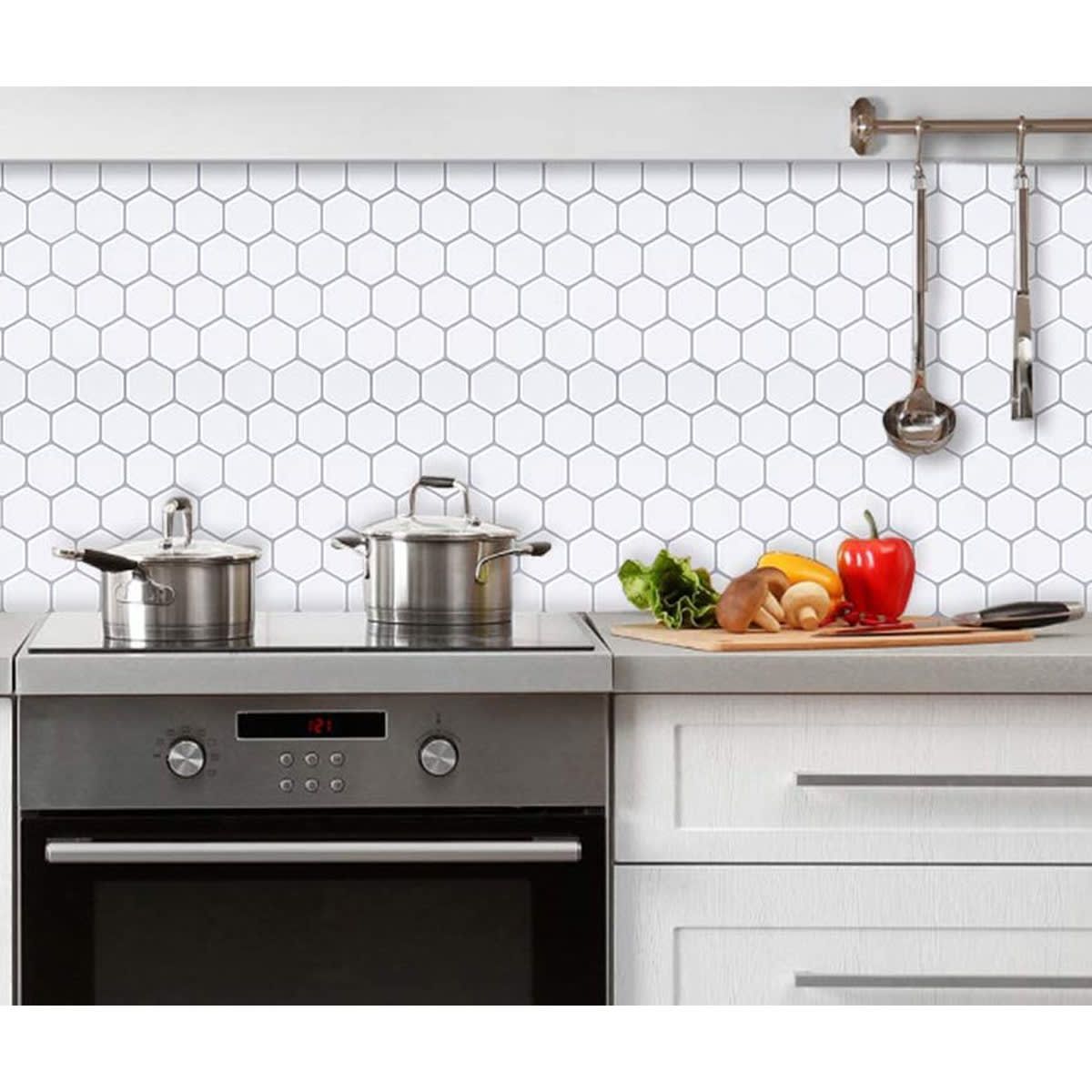 5 Pack Self Adhesive 3D Tiles - Hexagon White