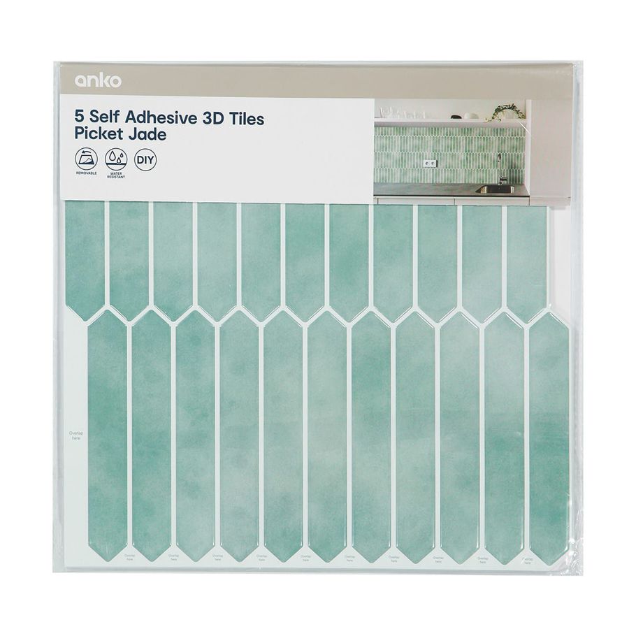 5 Pack Self Adhesive 3D Tiles - Picket Jade