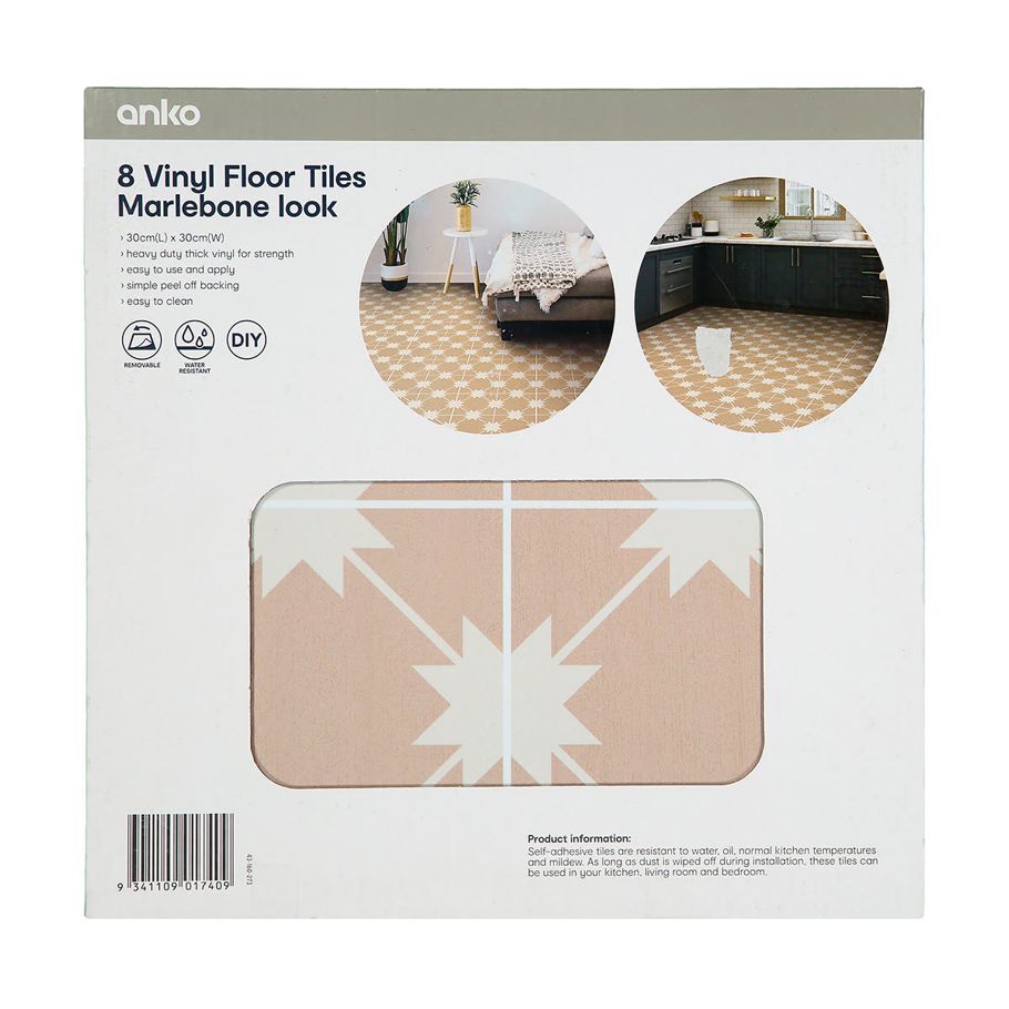 8 Pack Vinyl Floor Tiles - Marlebone Look