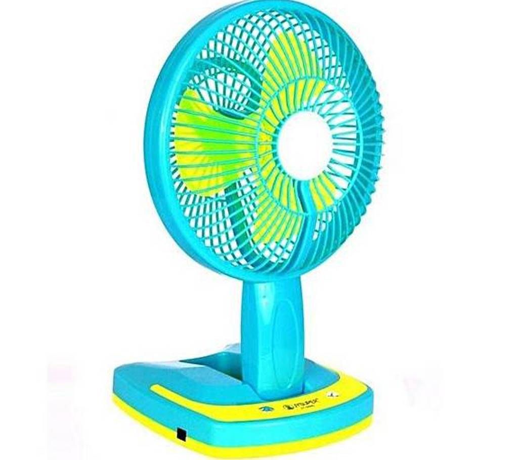 F - Secure Rechargeable Angle Adjustment Portable Mini Fan  Blue and Yellow