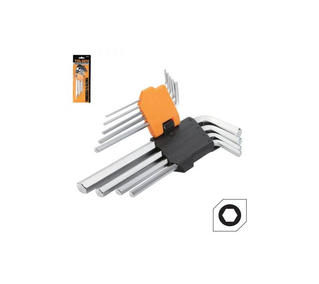 Tolsen 9PCS Long Arm Hex Key Set / 20048