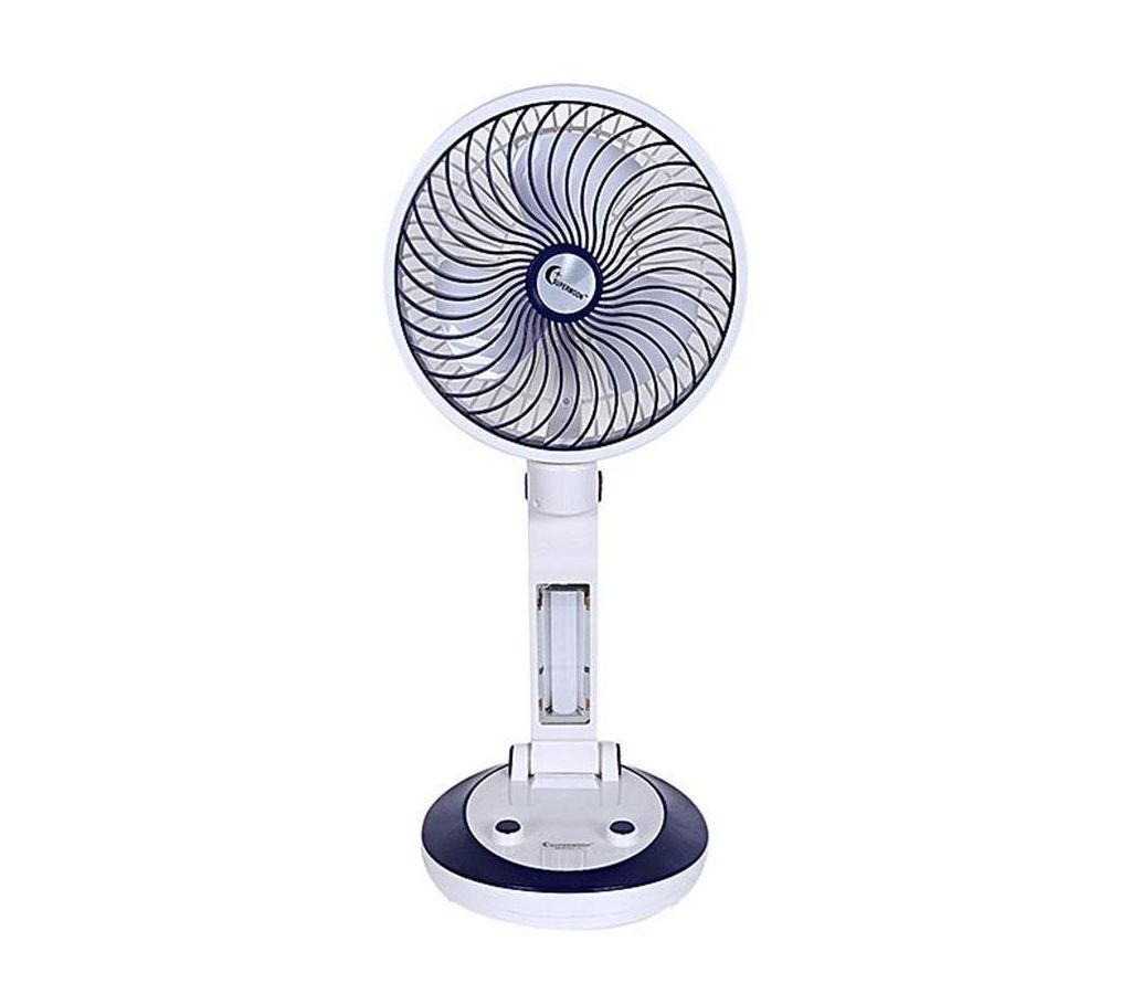 Rechargeable Folding Table Fan with Light - Royal Blue