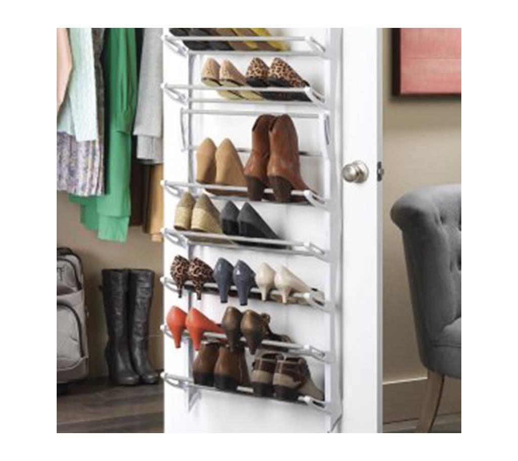 36-Pair Over the Door Shoe Rack White