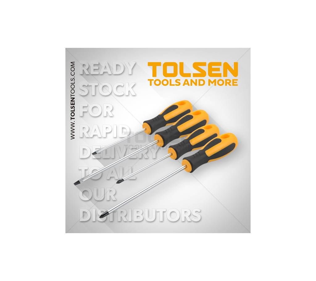 Tolsen 4Pcs Screwdriver Set with comfortable grip 20015